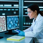 종양병리학 - **Prompt 1: The Silent Detective of the Microcosm**
    A focused, mid-career female pathologist, we...