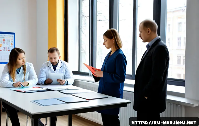Home 17 역학 연구 방법 - Photorealistic epidemiological cohort study scene in a modern Moscow public health research office, ...
